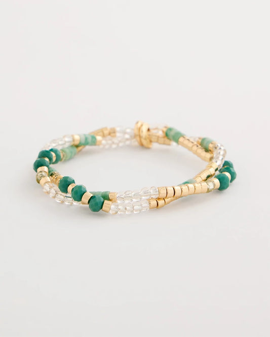 Chico's Genuine Howlite Beaded Stretch Bracelet Green