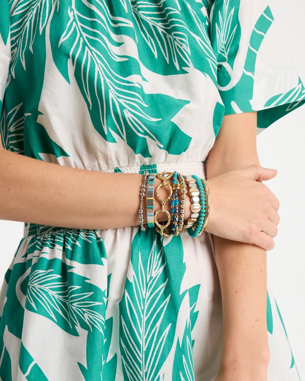 Chico's Green Round Stretch Bracelet Teal