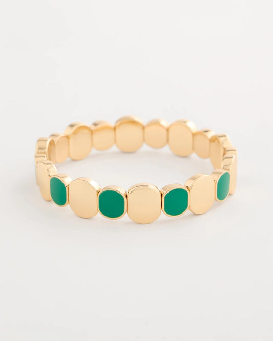 Chico's Green Goldtone Glam Stretch Bracelet Green