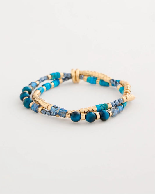 Chico's Genuine Teal Tiger's Eye Stretch Bracelet Teal