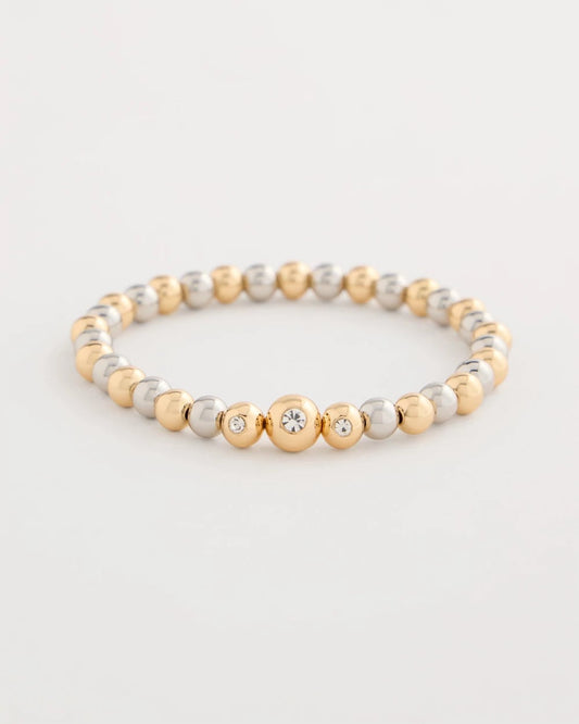 Chico's Mixed Metal Beaded Stretch Bracelet Mixed Metals