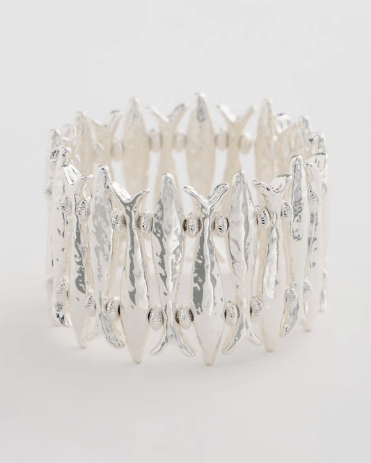 Chico's Silvertone Fish Stretch Bracelet Silver