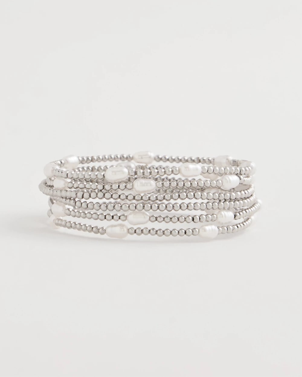 Chico's Pearlescent Bead Ball Bracelet Silver