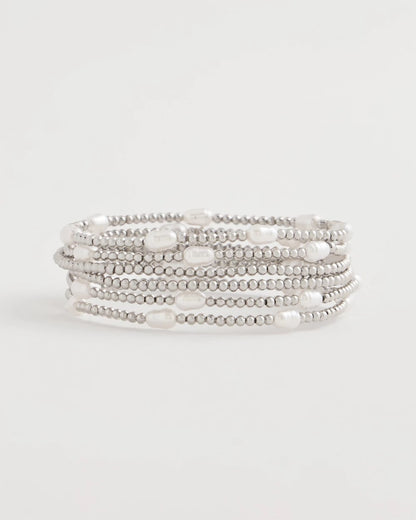 Chico's Pearlescent Bead Ball Bracelet Silver