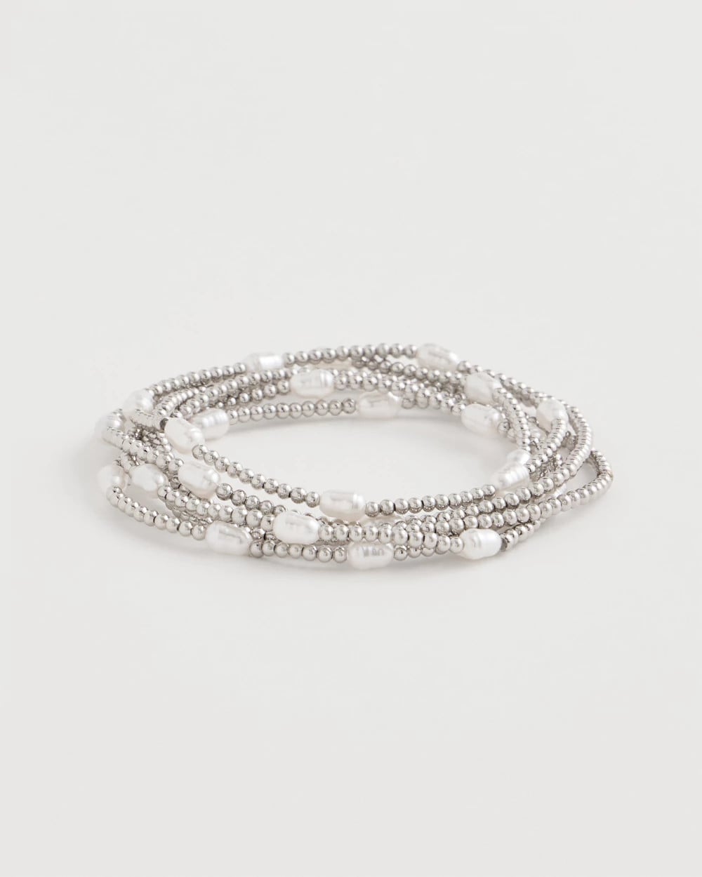 Chico's Pearlescent Bead Ball Bracelet Silver