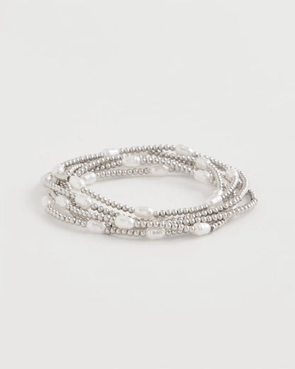Chico's Pearlescent Bead Ball Bracelet Silver