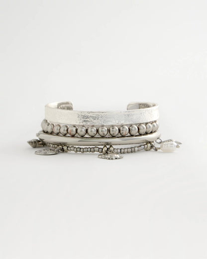 Chico's Beachy Silvertone Stretch Charm Bracelet Silver