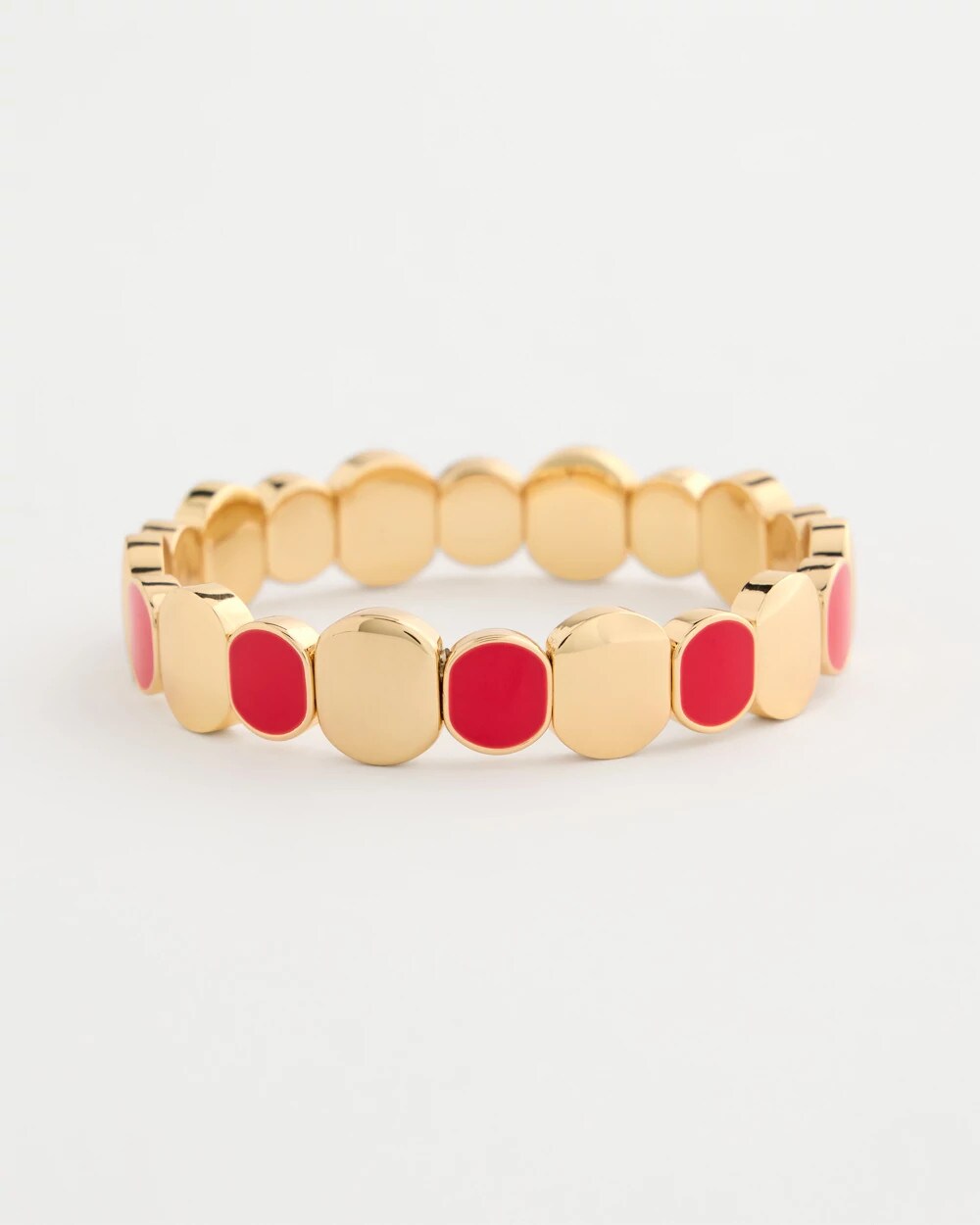 Chico's Red Goldtone Glam Stretch Bracelet Red