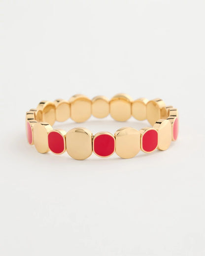 Chico's Red Goldtone Glam Stretch Bracelet Red