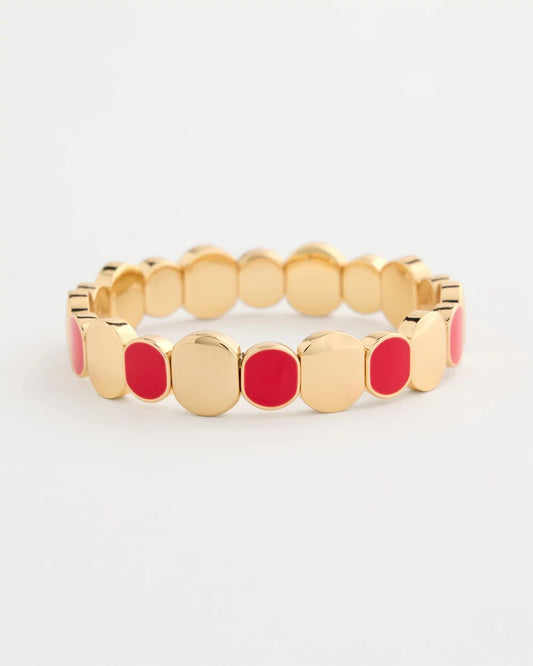 Chico's Red Goldtone Glam Stretch Bracelet Red