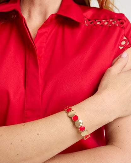 Chico's Red Goldtone Glam Stretch Bracelet Red