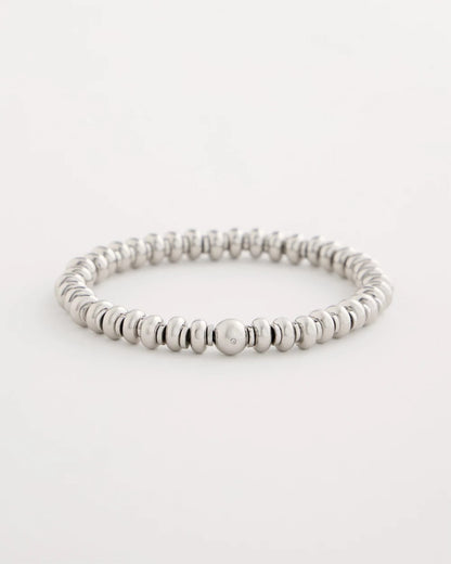 Chico's Silvertone Rounded Stretch Bracelet Silver