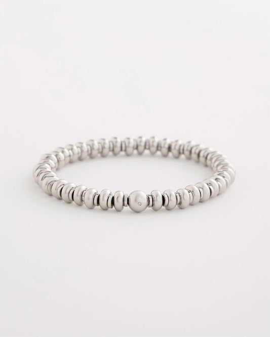 Chico's Silvertone Rounded Stretch Bracelet Silver