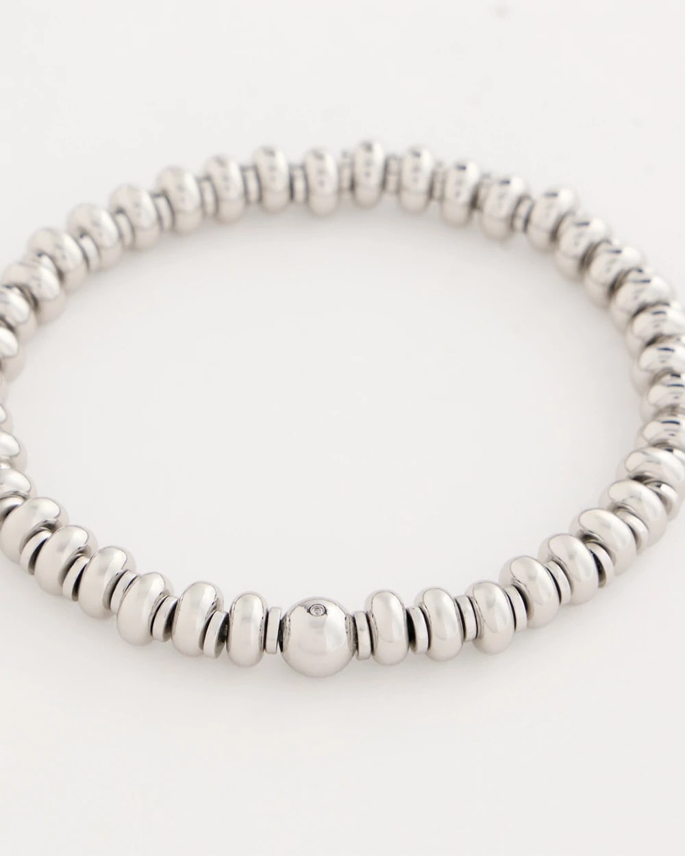 Chico's Silvertone Rounded Stretch Bracelet Silver