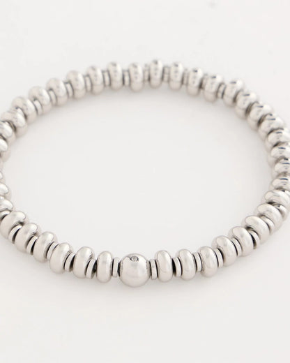 Chico's Silvertone Rounded Stretch Bracelet Silver