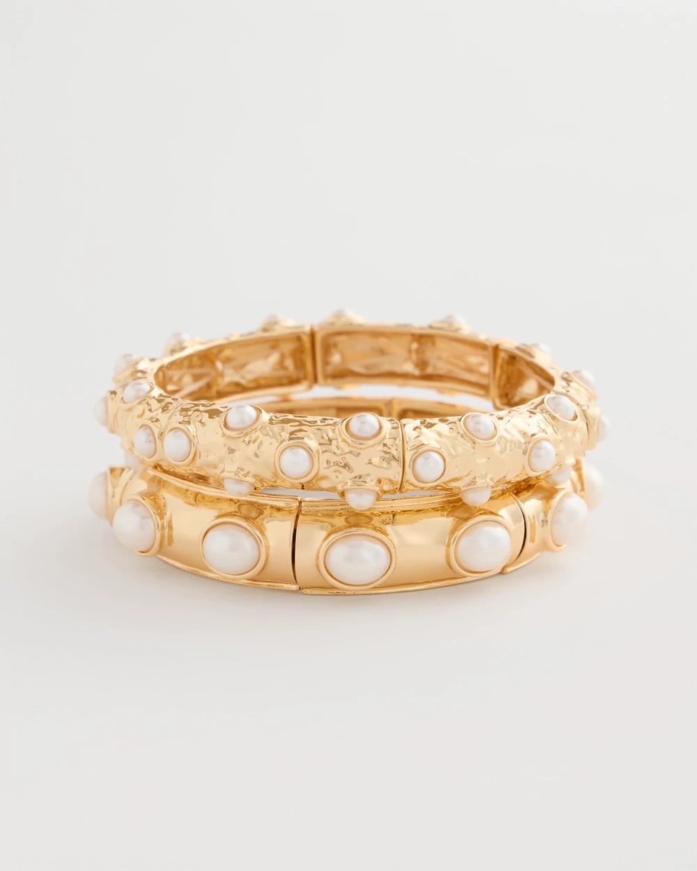 Chico's Stretch Cuff Bracelet Set of Two Gold