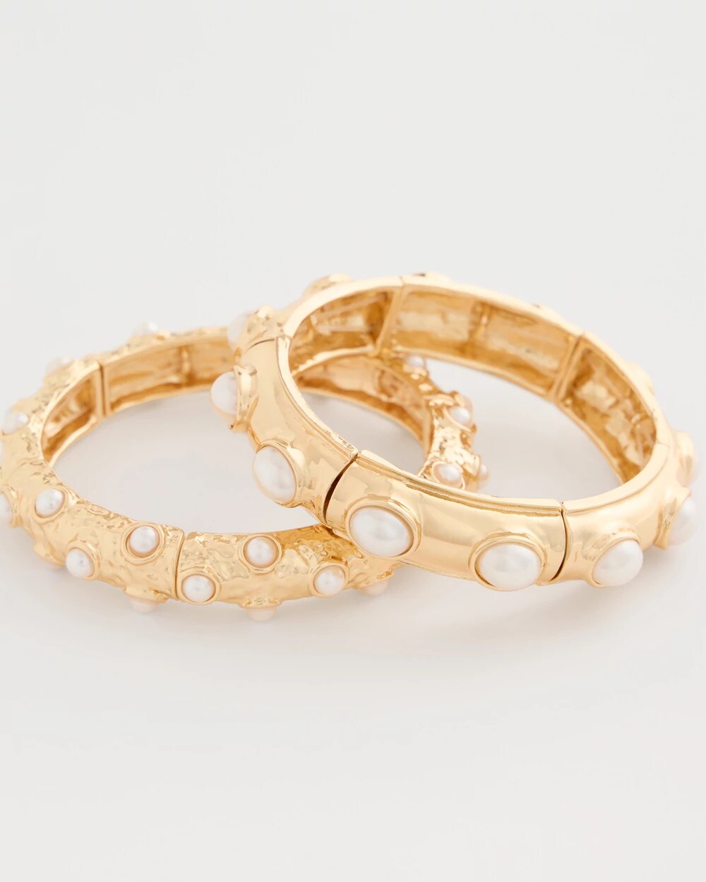 Chico's Stretch Cuff Bracelet Set of Two Gold