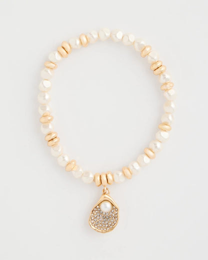 Chico's Pearlescent Stretch Charm Bracelet Pearl