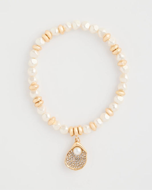 Chico's Pearlescent Stretch Charm Bracelet Pearl