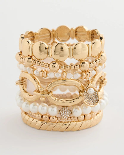 Chico's Pearlescent Stretch Charm Bracelet Pearl