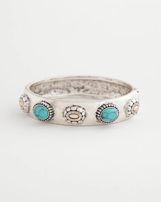 Chico's Turquoise Mixed Metal Bangle Turquoise