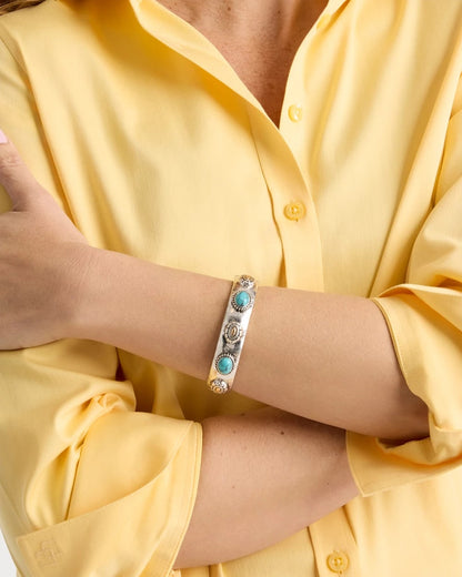 Chico's Turquoise Mixed Metal Bangle Turquoise
