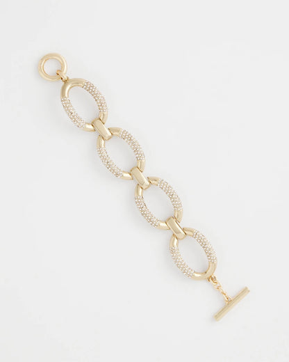 Chico's Large Pave Link Toggle Bracelet Gold