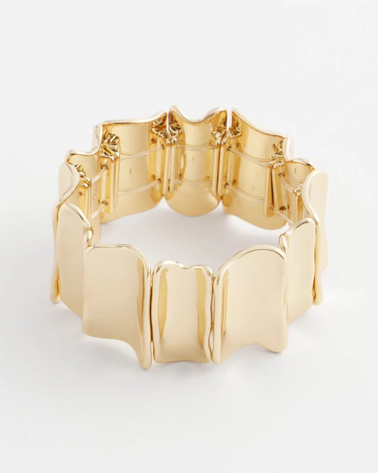 Chico's Gold Wavy Stretch Cuff Gold