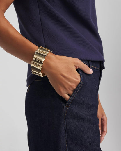 Chico's Gold Wavy Stretch Cuff Gold