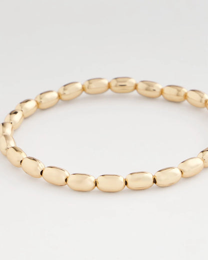 Chico's Goldtone Oval Beaded Stretch Bracelet Gold