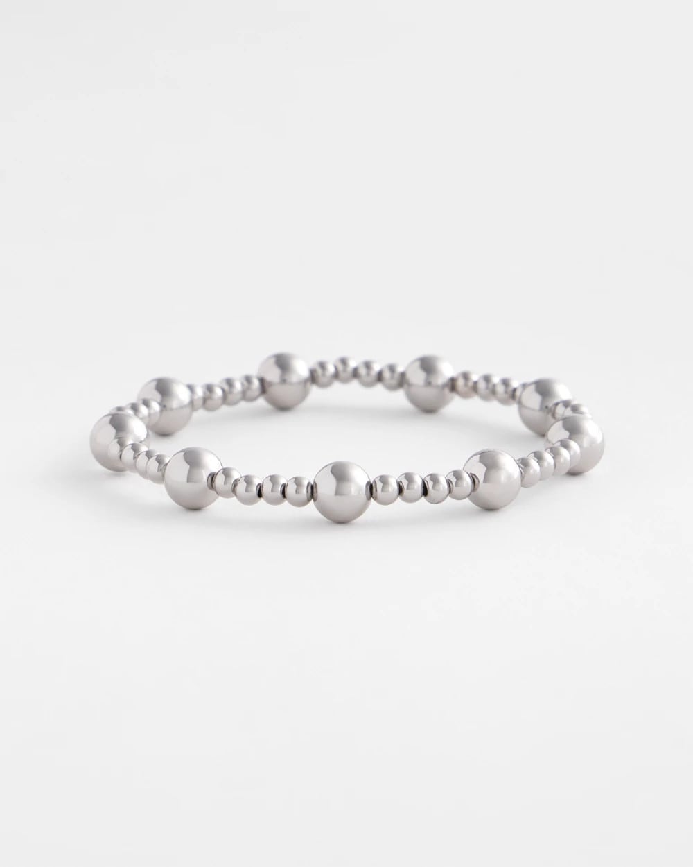 Chico's Silver-tone Medium Bead Stretch Bracelet Silver