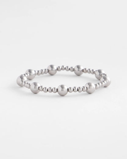 Chico's Silver-tone Medium Bead Stretch Bracelet Silver