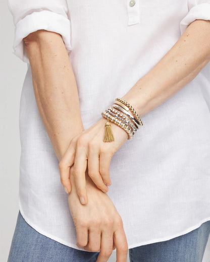 Chico's Silver-tone Medium Bead Stretch Bracelet Silver
