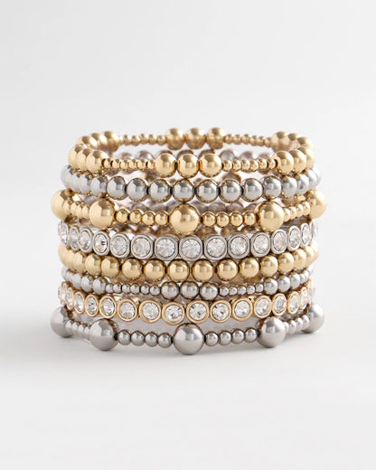 Chico's Silver-tone Medium Bead Stretch Bracelet Silver