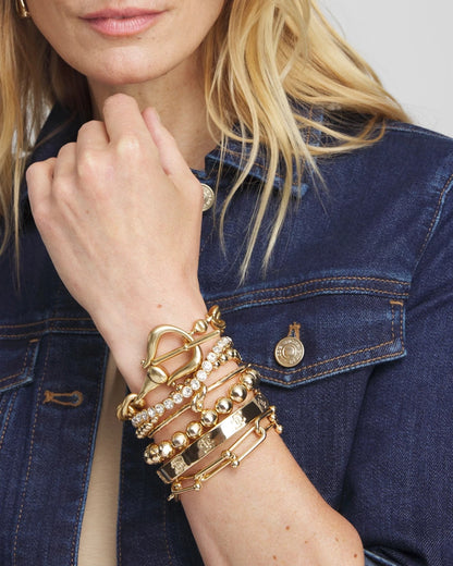 Chico's Small Beaded Gold Tone Stretch Bracelet Gold