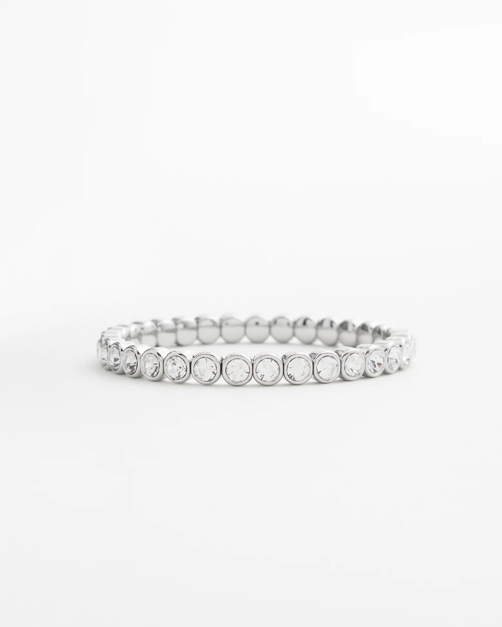 Chico's Faux Tennis Stretch Bracelet Silver