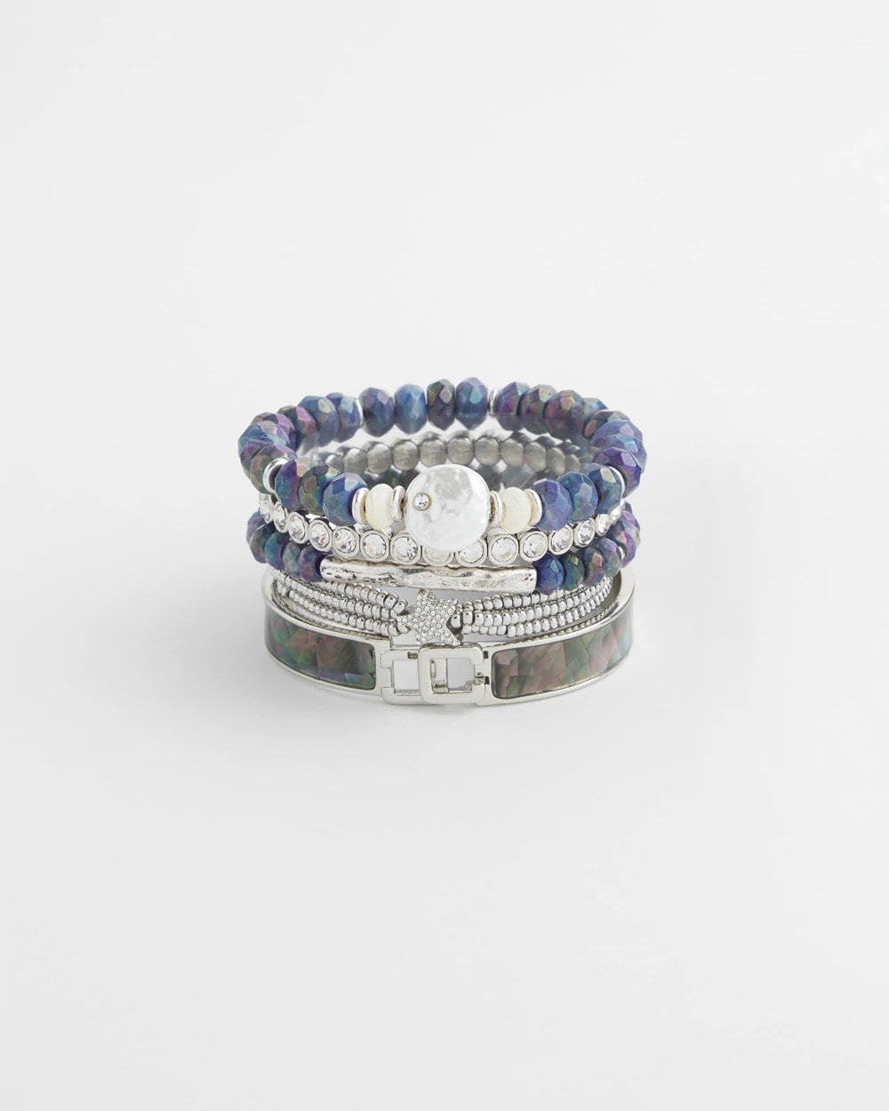 Chico's Faux Tennis Stretch Bracelet Silver
