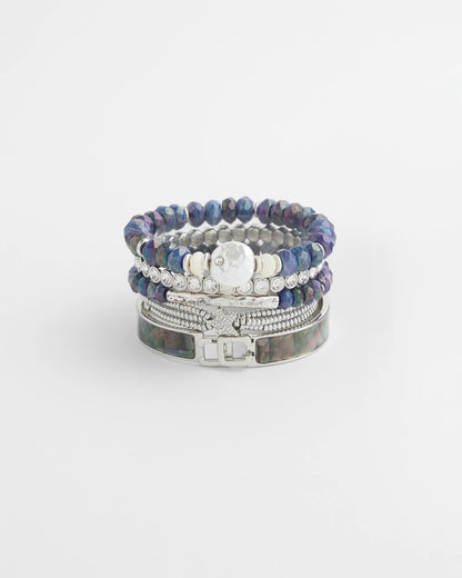 Chico's Faux Tennis Stretch Bracelet Silver