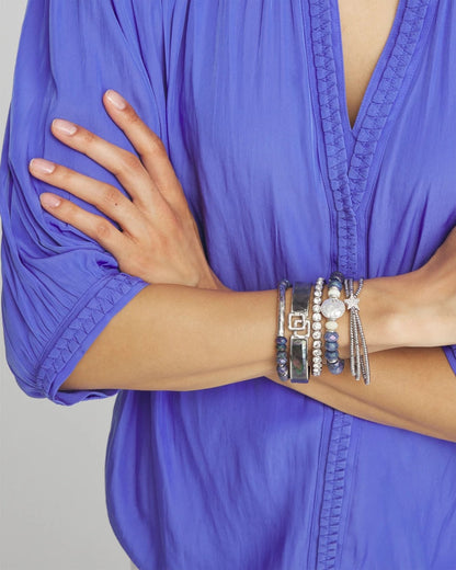 Chico's Faux Tennis Stretch Bracelet Silver