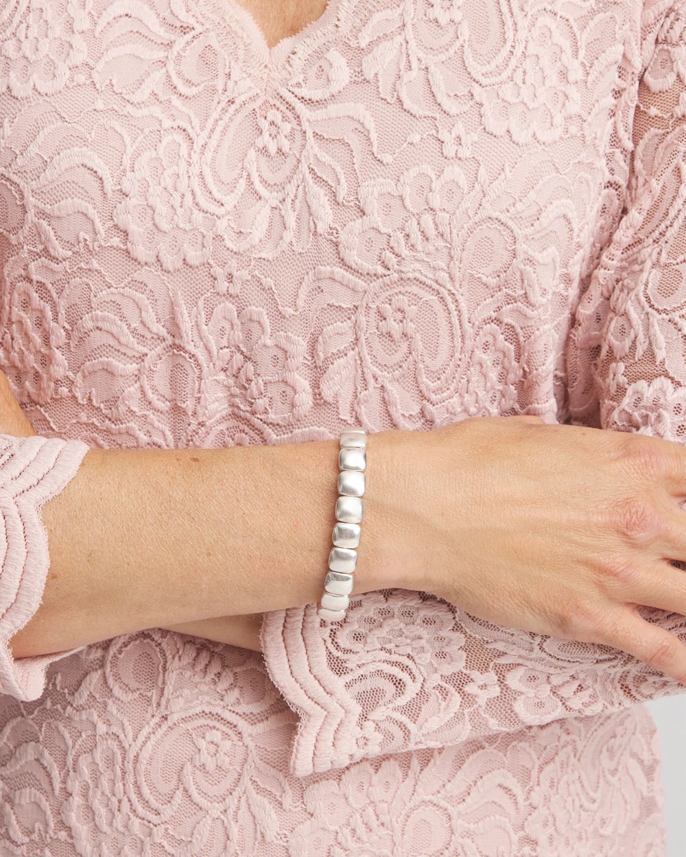 Chico's Silvertone Stretch Bracelet Silver