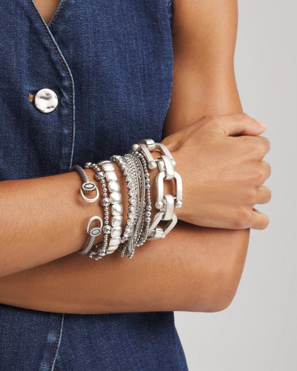 Chico's Silvertone Stretch Bracelet Silver