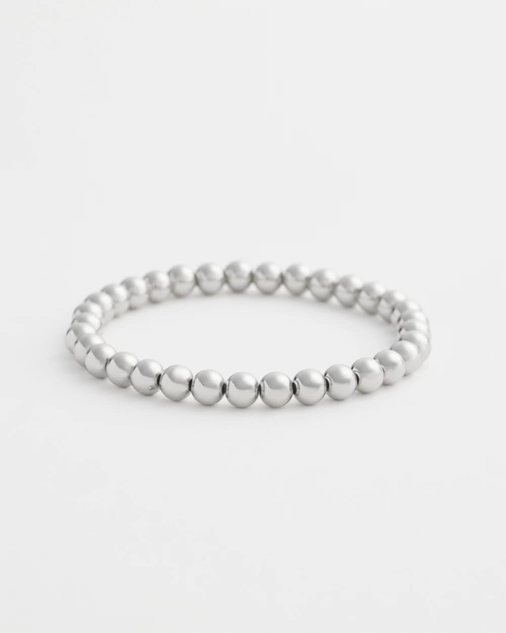 Chico's Small Beaded Silver Tone Stretch Bracelet Silver