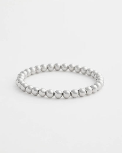 Chico's Small Beaded Silver Tone Stretch Bracelet Silver