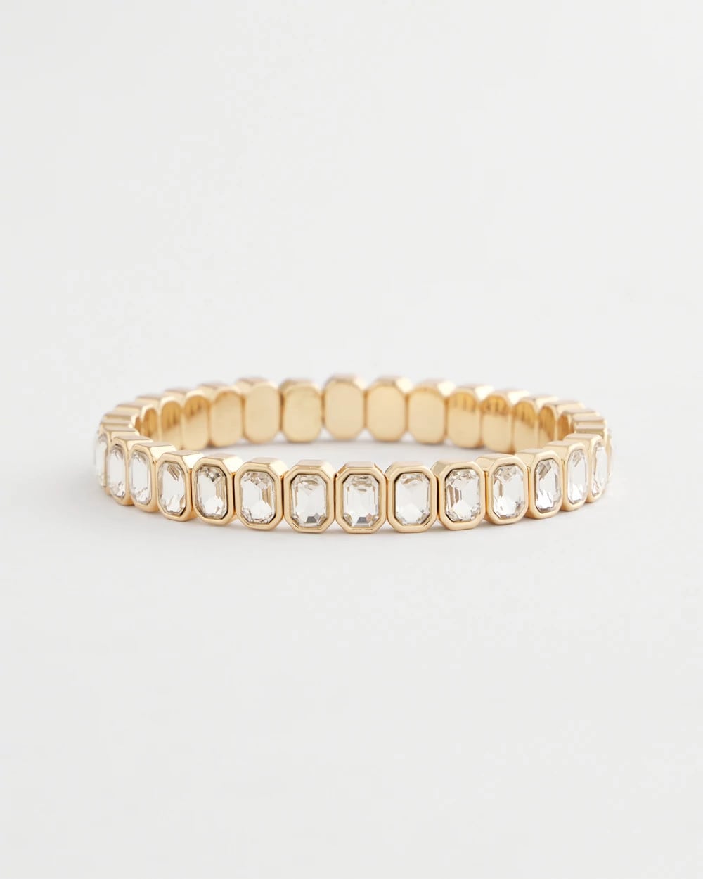 Chico's Gold Bezel Set Stretch Tennis Bracelet Gold