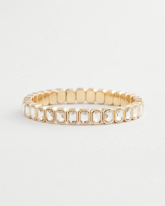 Chico's Gold Bezel Set Stretch Tennis Bracelet Gold