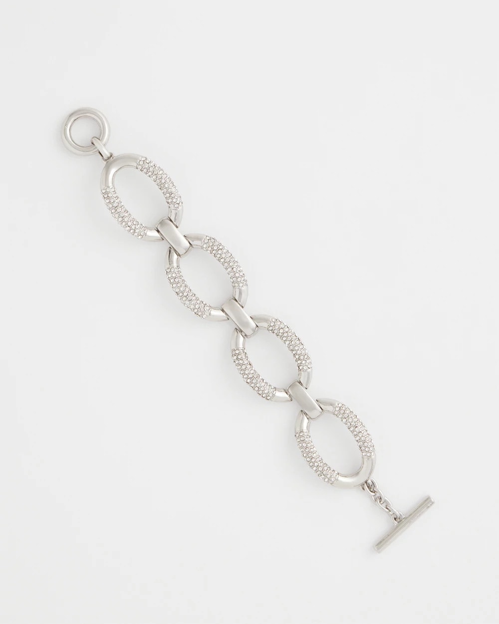 Chico's Large Pave Link Toggle Bracelet Silver