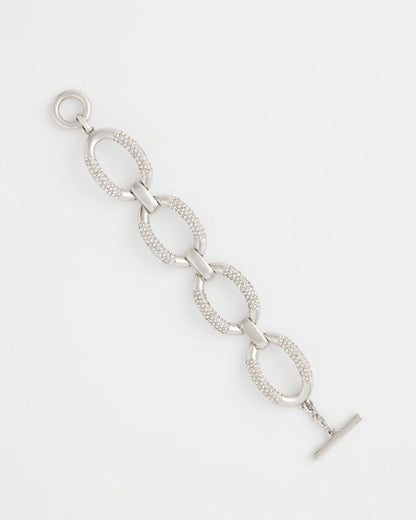 Chico's Large Pave Link Toggle Bracelet Silver