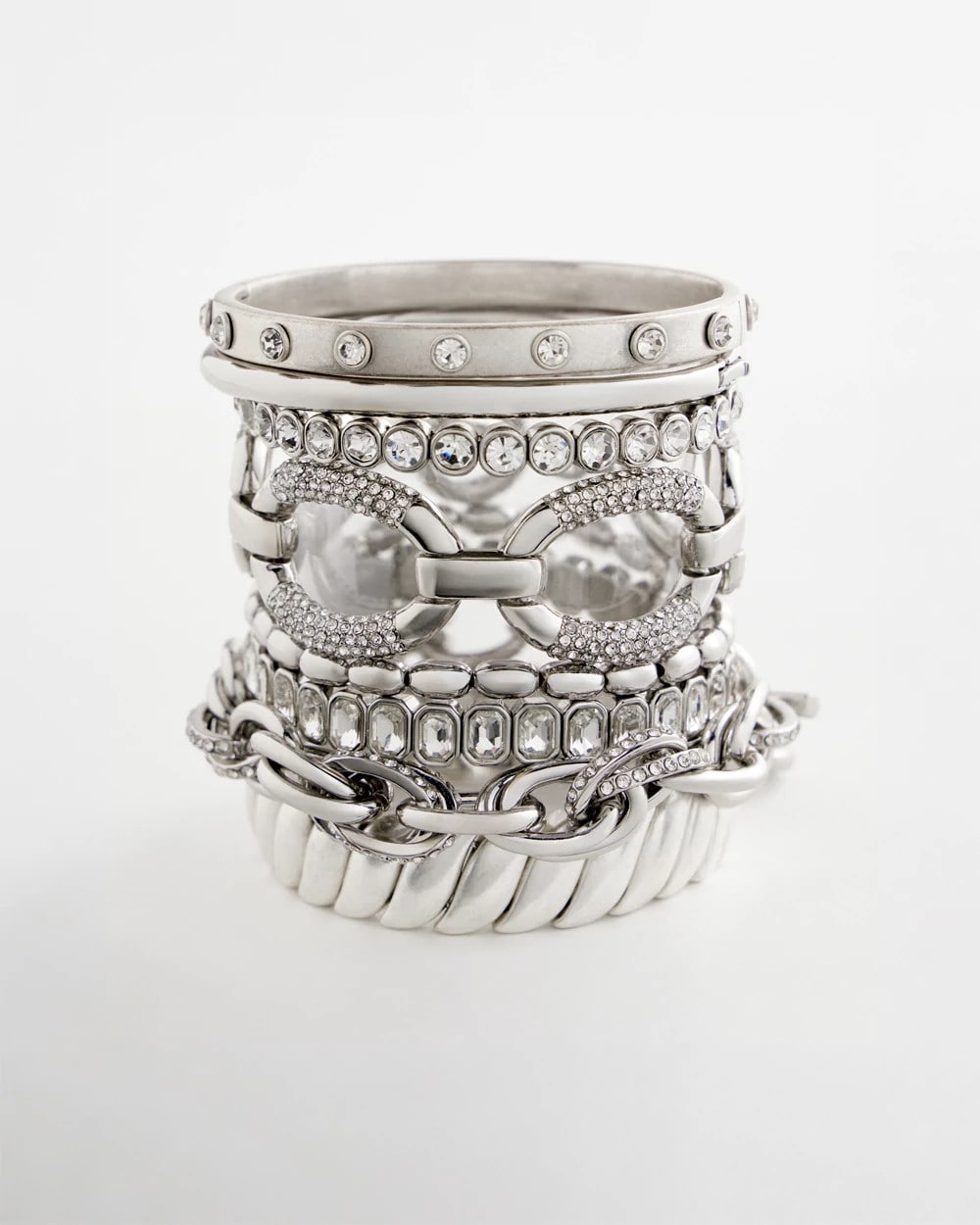 Chico's Large Pave Link Toggle Bracelet Silver