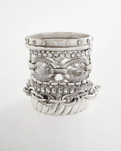 Chico's Large Pave Link Toggle Bracelet Silver