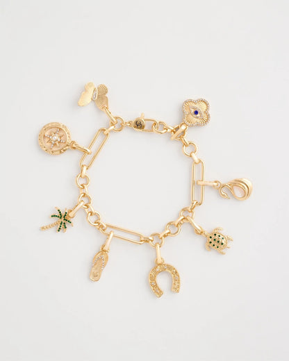 Chico's Shiny Goldtone Novelty Charm Bracelet Gold